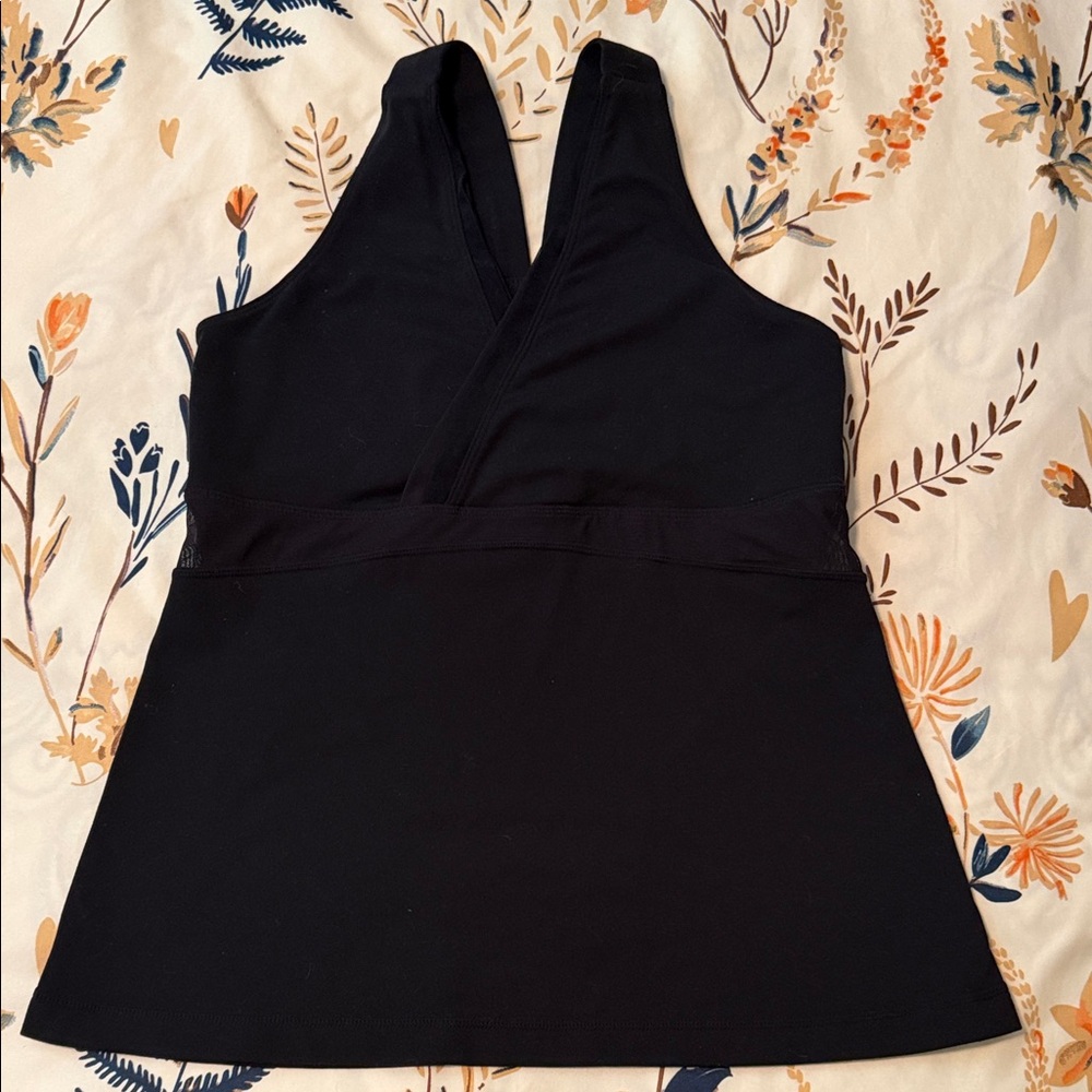 Lululemon Black Cotton and Mesh Criss Cross Tank Top 10